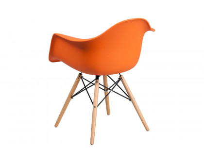 BLNK Alonza Series Plastic Chair with Wooden Legs - Orange