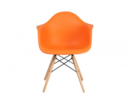 BLNK Alonza Series Plastic Chair with Wooden Legs - Orange