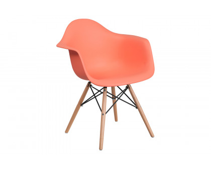 BLNK Alonza Series Plastic Chair with Wooden Legs - Peach