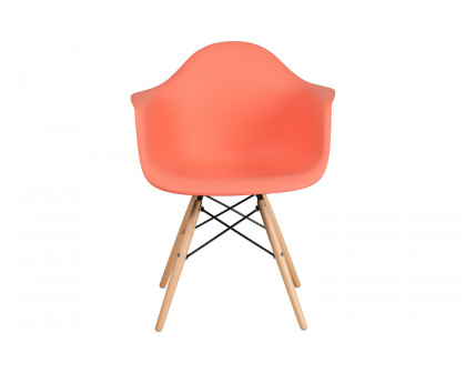 BLNK Alonza Series Plastic Chair with Wooden Legs - Peach