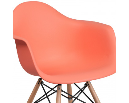 BLNK Alonza Series Plastic Chair with Wooden Legs - Peach