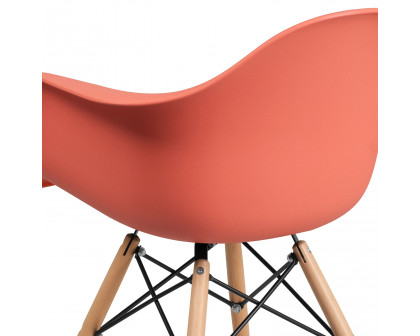 BLNK Alonza Series Plastic Chair with Wooden Legs - Peach