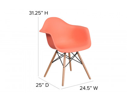 BLNK Alonza Series Plastic Chair with Wooden Legs - Peach