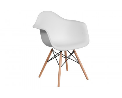 BLNK Alonza Series Plastic Chair with Wooden Legs - White