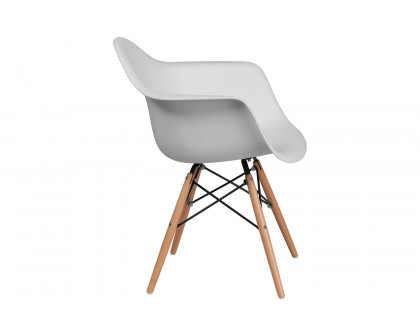 BLNK Alonza Series Plastic Chair with Wooden Legs - White