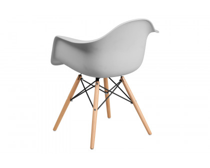 BLNK Alonza Series Plastic Chair with Wooden Legs - White