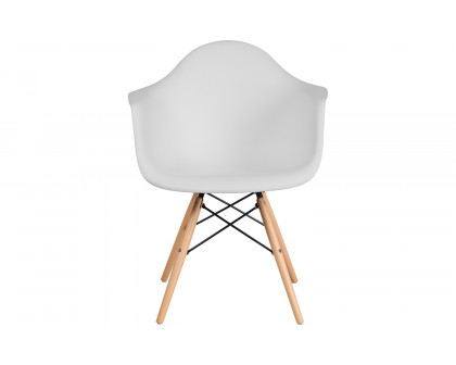 BLNK Alonza Series Plastic Chair with Wooden Legs - White