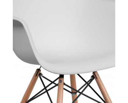 BLNK Alonza Series Plastic Chair with Wooden Legs - White