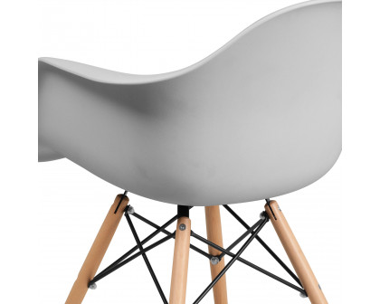 BLNK Alonza Series Plastic Chair with Wooden Legs - White