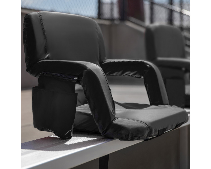 BLNK Malta Portable Lightweight Reclining Stadium Chairs with Armrests, Padded Back and Seat Set of 2 - Black