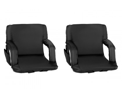 BLNK Malta Portable Lightweight Reclining Stadium Chairs with Armrests, Padded Back and Seat Set of 2 - Black