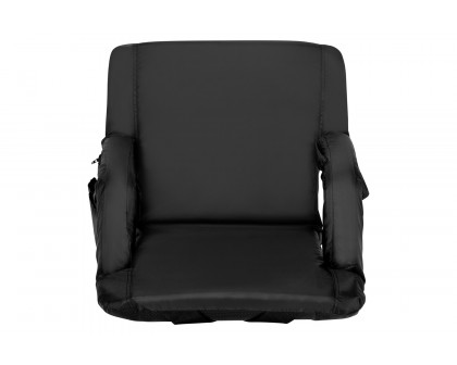 BLNK Malta Portable Lightweight Reclining Stadium Chairs with Armrests, Padded Back and Seat Set of 2 - Black