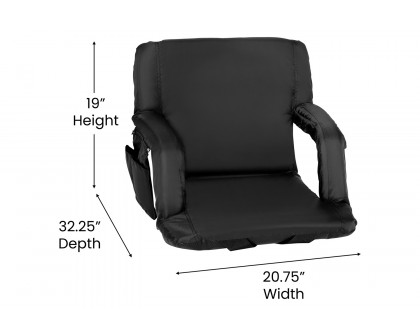 BLNK Malta Portable Lightweight Reclining Stadium Chairs with Armrests, Padded Back and Seat Set of 2 - Black