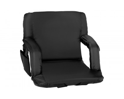 BLNK Malta Portable Lightweight Reclining Stadium Chair with Armrests, Padded Back and Seat - Black