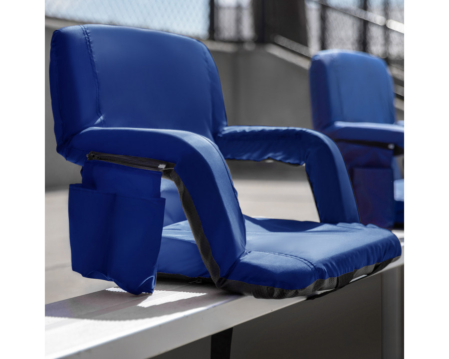 BLNK Malta Portable Lightweight Reclining Stadium Chairs with Armrests, Padded Back and Seat Set of 2 - Blue