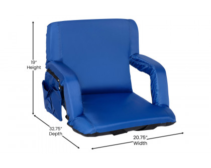 BLNK Malta Portable Lightweight Reclining Stadium Chairs with Armrests, Padded Back and Seat Set of 2 - Blue