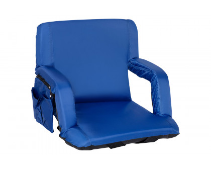 BLNK Malta Portable Lightweight Reclining Stadium Chair with Armrests, Padded Back and Seat - Blue