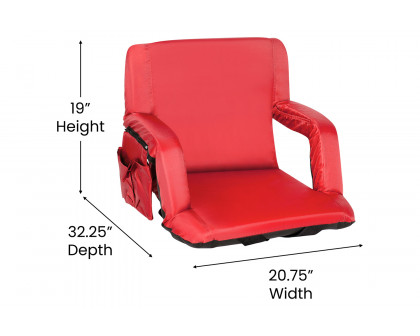 BLNK Malta Portable Lightweight Reclining Stadium Chairs with Armrests, Padded Back and Seat Set of 2 - Red