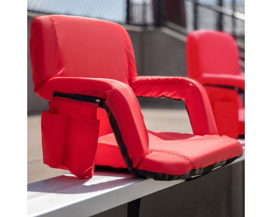 BLNK Malta Portable Lightweight Reclining Stadium Chair with Armrests, Padded Back and Seat - Red