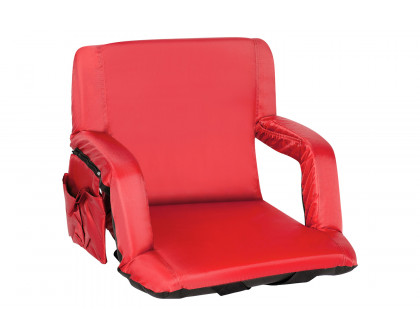 BLNK Malta Portable Lightweight Reclining Stadium Chair with Armrests, Padded Back and Seat - Red