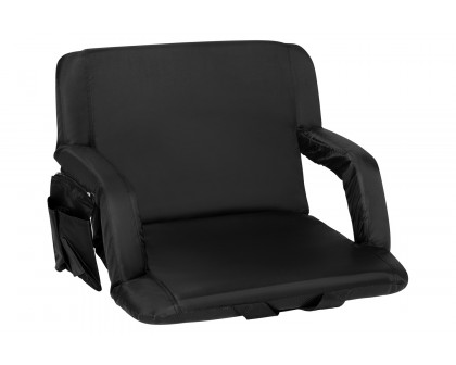 BLNK Malta Extra Wide Portable Lightweight Reclining Stadium Chair with Armrests, Padded Back and Seat - Black