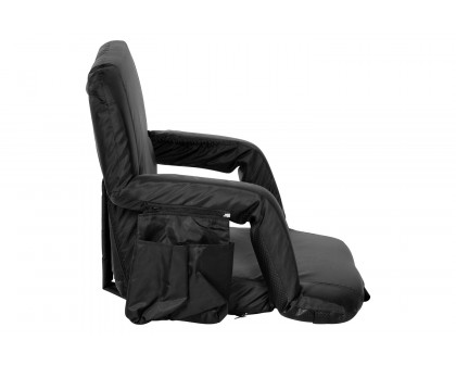 BLNK Malta Extra Wide Portable Lightweight Reclining Stadium Chair with Armrests, Padded Back and Seat - Black