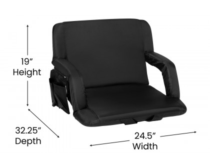 BLNK Malta Extra Wide Portable Lightweight Reclining Stadium Chair with Armrests, Padded Back and Seat - Black