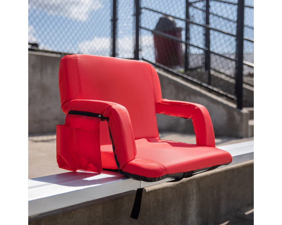 BLNK Malta Extra Wide Portable Lightweight Reclining Stadium Chair with Armrests, Padded Back and Seat - Red