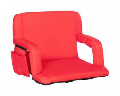 BLNK Malta Extra Wide Portable Lightweight Reclining Stadium Chair with Armrests, Padded Back and Seat - Red