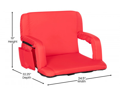 BLNK Malta Extra Wide Portable Lightweight Reclining Stadium Chair with Armrests, Padded Back and Seat - Red