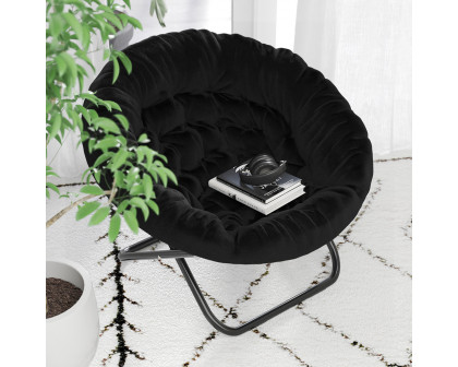 BLNK Gwen Faux Fur Oversize Portable Folding Saucer Moon Chair - Black