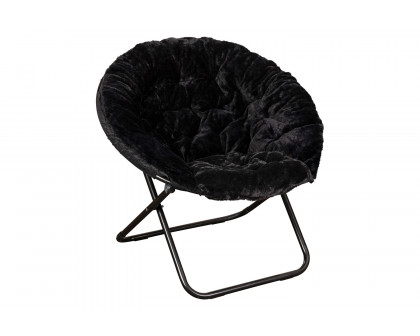 BLNK™ Gwen Faux Fur Oversize Portable Folding Saucer Moon Chair - Black