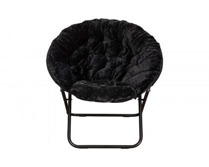 BLNK Gwen Faux Fur Oversize Portable Folding Saucer Moon Chair - Black