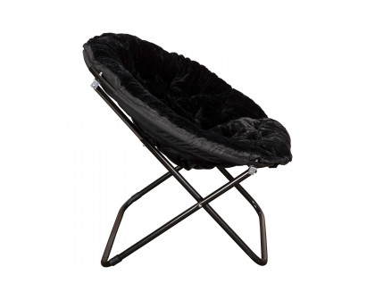 BLNK Gwen Faux Fur Oversize Portable Folding Saucer Moon Chair - Black