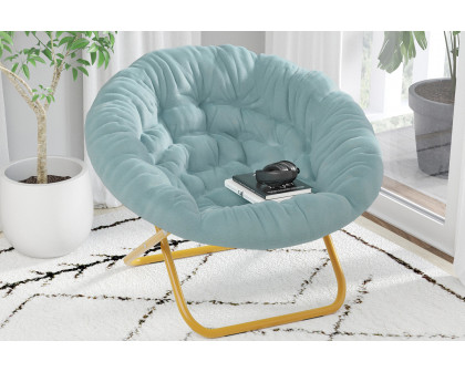 BLNK Gwen Faux Fur Oversize Portable Folding Saucer Moon Chair