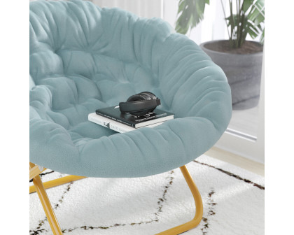 BLNK™ Gwen Faux Fur Oversize Portable Folding Saucer Moon Chair - Dusty Aqua