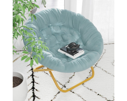 BLNK™ Gwen Faux Fur Oversize Portable Folding Saucer Moon Chair - Dusty Aqua