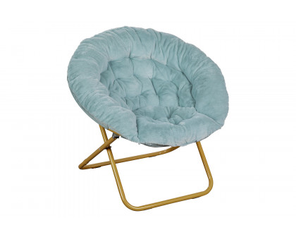 BLNK™ Gwen Faux Fur Oversize Portable Folding Saucer Moon Chair - Dusty Aqua