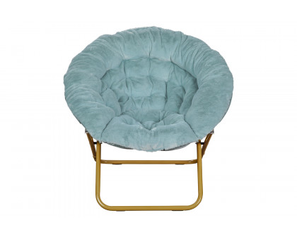 BLNK™ Gwen Faux Fur Oversize Portable Folding Saucer Moon Chair - Dusty Aqua