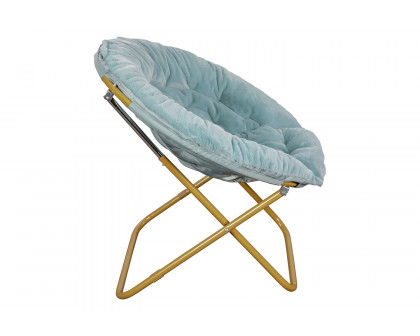 BLNK™ Gwen Faux Fur Oversize Portable Folding Saucer Moon Chair - Dusty Aqua