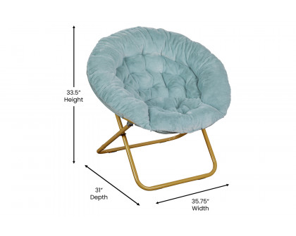 BLNK™ Gwen Faux Fur Oversize Portable Folding Saucer Moon Chair - Dusty Aqua