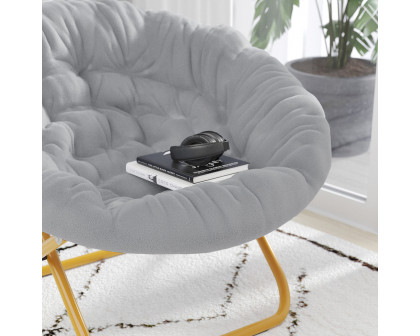 BLNK™ Gwen Faux Fur Oversize Portable Folding Saucer Moon Chair - Gray