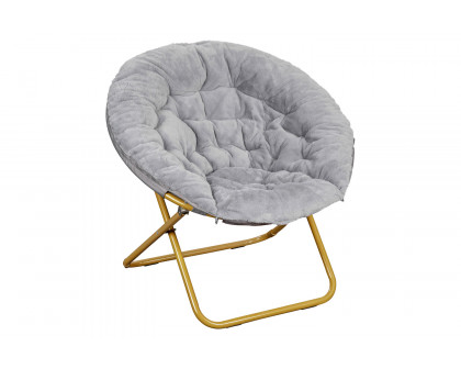 BLNK™ Gwen Faux Fur Oversize Portable Folding Saucer Moon Chair - Gray