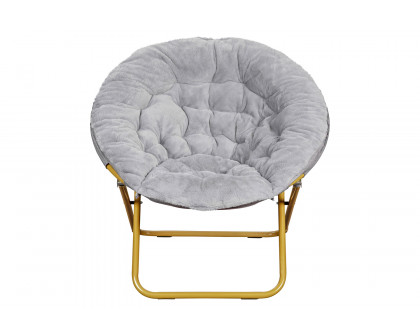 BLNK Gwen Faux Fur Oversize Portable Folding Saucer Moon Chair - Gray