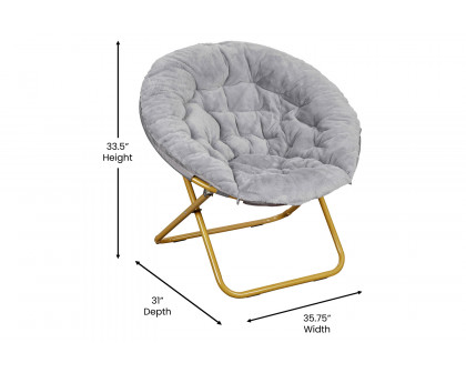 BLNK™ Gwen Faux Fur Oversize Portable Folding Saucer Moon Chair - Gray