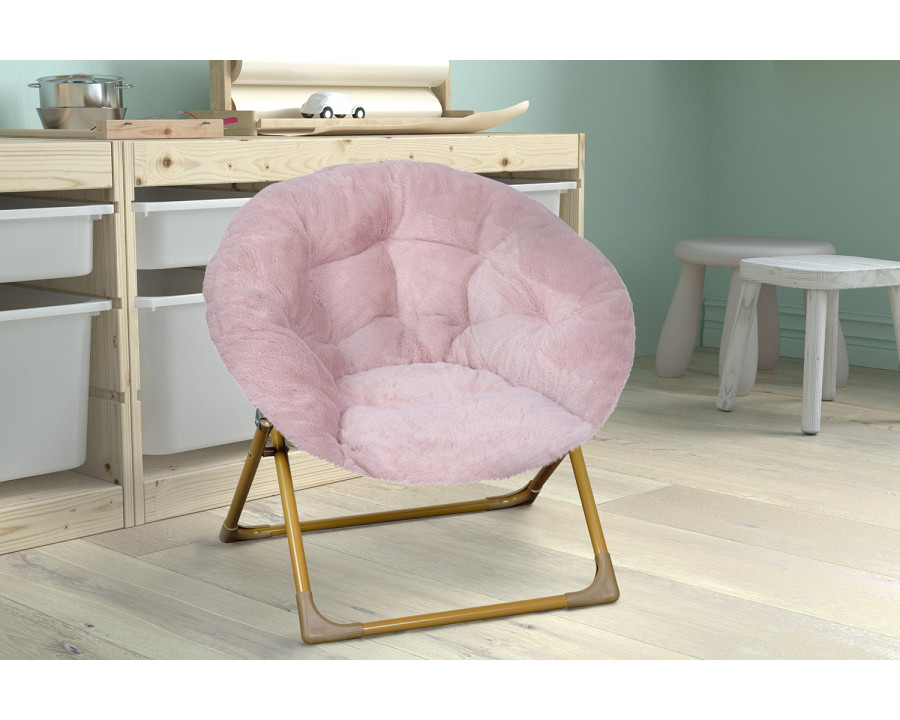 BLNK Gwen Faux Fur Mini Folding Saucer Moon Chair