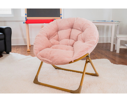 BLNK™ Gwen Faux Fur Mini Folding Saucer Moon Chair - Blush