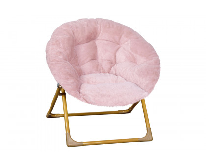 BLNK™ Gwen Faux Fur Mini Folding Saucer Moon Chair - Blush