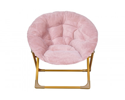 BLNK™ Gwen Faux Fur Mini Folding Saucer Moon Chair - Blush