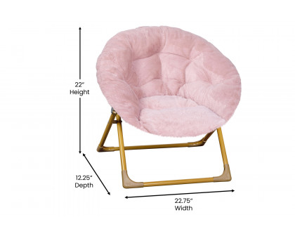 BLNK™ Gwen Faux Fur Mini Folding Saucer Moon Chair - Blush